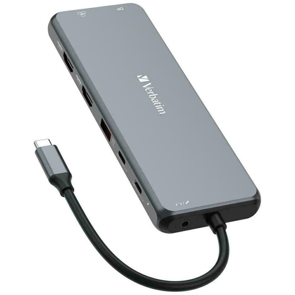 Verbatim Adapter Hub USB-C - 2xHDMI/DP/  Eternet/6xUSB-A/Jack 3.5mm/2xUSB-C aluminiowy/aluminum 32153