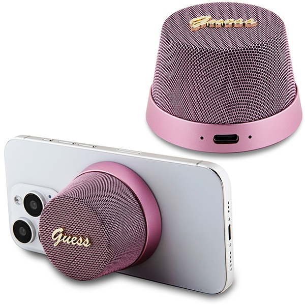 Guess głośnik Bluetooth GUWSC3ALSMPSpeaker Stand różowy/pink Magnetic Script Metal
