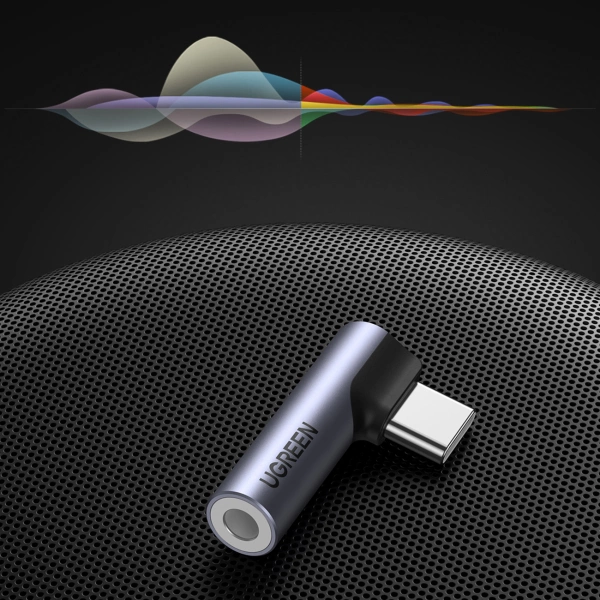 Ugreen AV154 80384 Adapter USB-C (male) angled / mini jack 3.5mm (female) - gray