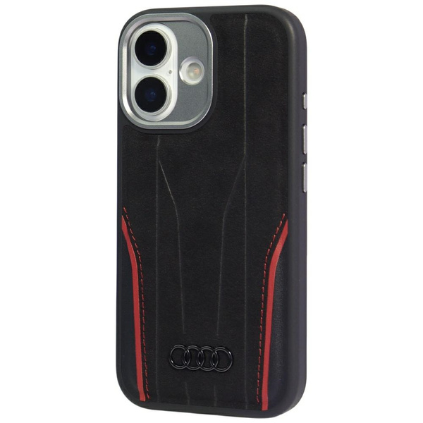 Etui Audi R8 Genuine Leather MagSafe do  iPhone 17 czarno-czerwony
