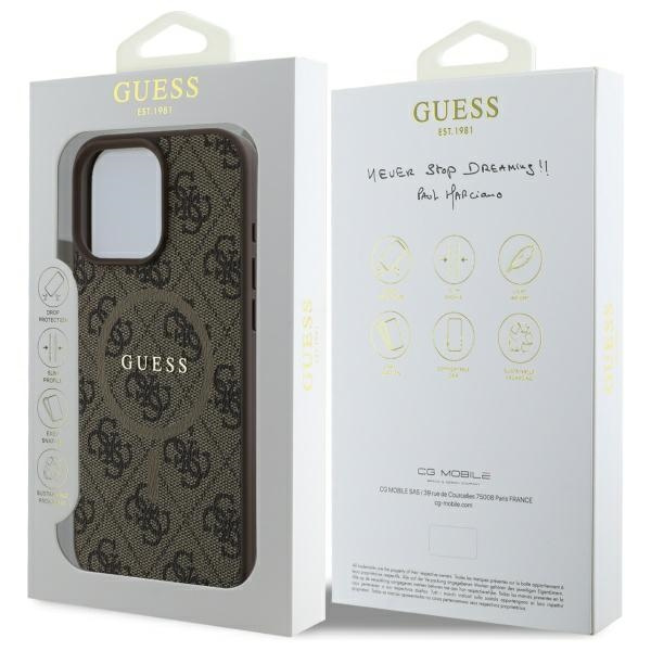 Guess GUHMP16XG4GFRW iPhone 16 Pro Max 6.9" brązowy/brown hardcase 4G Ring Classic Logo MagSafe