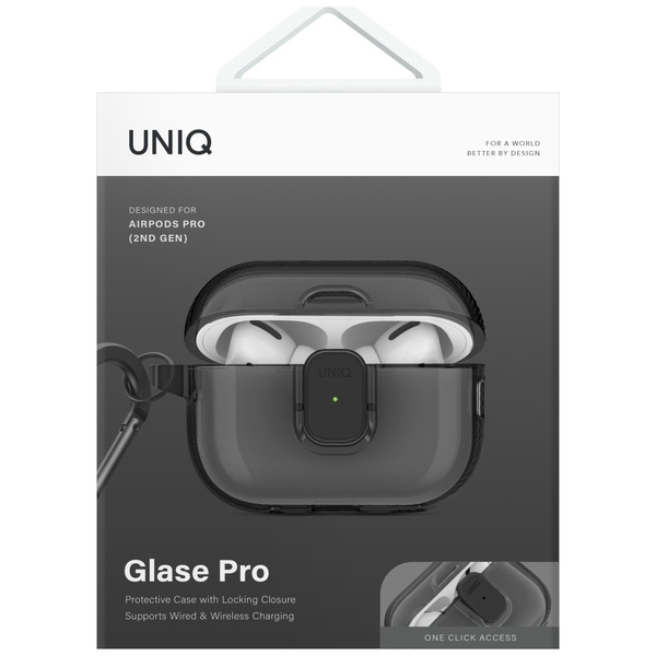 Etui UNIQ Glase Pro do AirPods Pro 2 Lock Case dymny