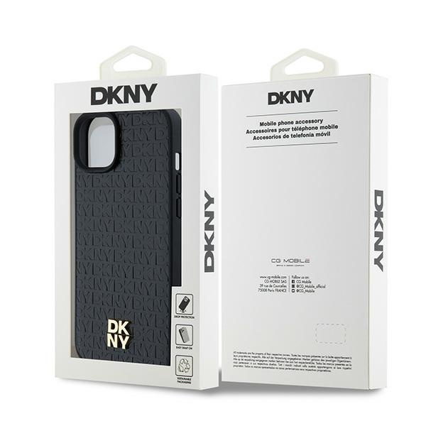 DKNY DKHMP15MPSHRPSK iPhone 15 Plus /14 Plus 6.7" czarny/black hardcase Leather Monogram Pattern Metal Logo MagSafe