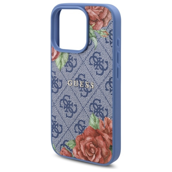 Guess GUHMP16XP4ROPEMCB iPhone 16 Pro    Max 6.9" niebieski/blue hardcase 4G Flowers Print MagSafe