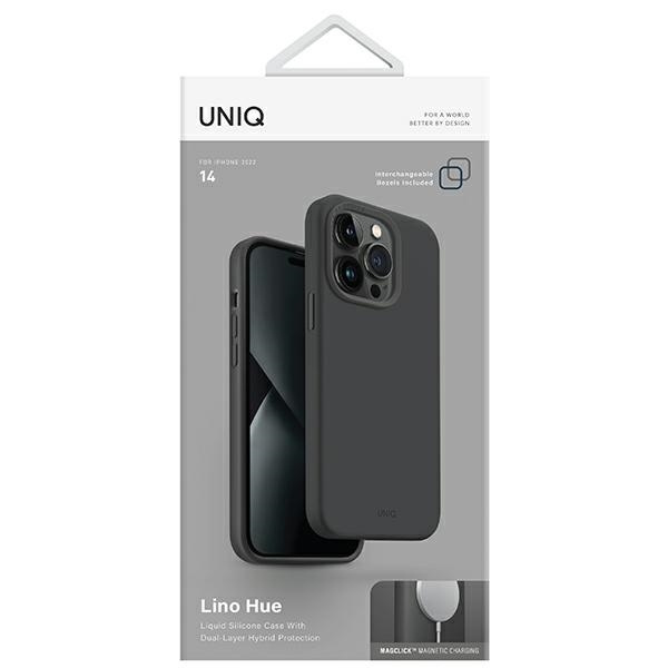 UNIQ etui Lino Hue iPhone 14 / 15 / 13 6,1" Magclick Charging szary/charcoal grey