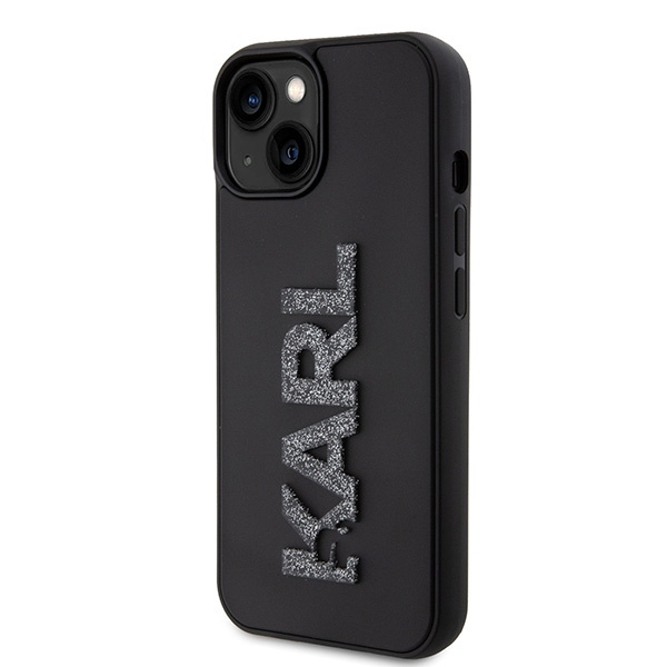 Etui Karl Lagerfeld 3D Rubber Glitter Logo na iPhone 15 - czarne