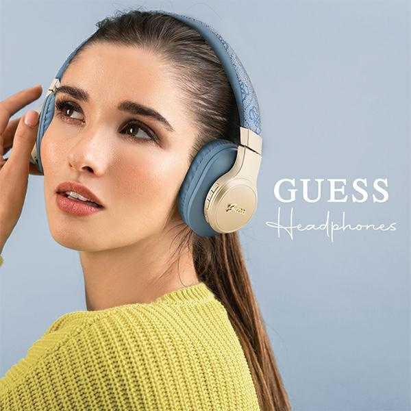 Guess słuchawki nauszne BluetoothGUBH604GEMB niebieski/blue 4G Script
