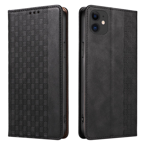 MAGNET STRAP CASE FOR IPHONE 12 POUCH WALLET + MINI LANYARD PENDANT BLACK