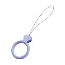 SILIKONOWA ZAWIESZKA SMYCZ DO TELEFONU RING DIAMENT NA PALEC JASNOFIOLETOWY