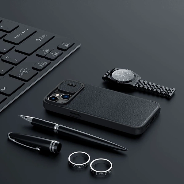 Nillkin Qin Leather Pro Case iPhone 14 Plus Camera Cover Holster Cover Flip Case Black