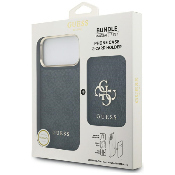 Etui Guess 4G z portfelem Magsafe do     iPhone 17 Pro Max czarny