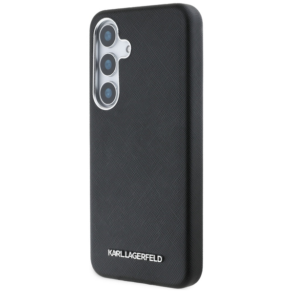 Etui Karl Lagerfeld Saffiano Full         Wrapped Elongated Metal Logo MagSafe do Samsung Galaxy S25 czarny
