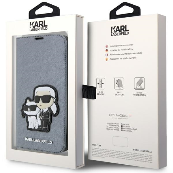 Karl Lagerfeld KLBKP14XSANKCPG iPhone 14 Pro Max 6.7" bookcase silver/silver Saffiano Karl &amp; Choupette