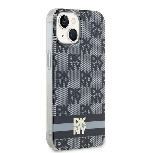DKNY DKHMP14SHCPTSK iPhone 14 / 15 / 136.1" czarny/black hardcase IML Checkered Mono Pattern & Printed Stripes MagSafe