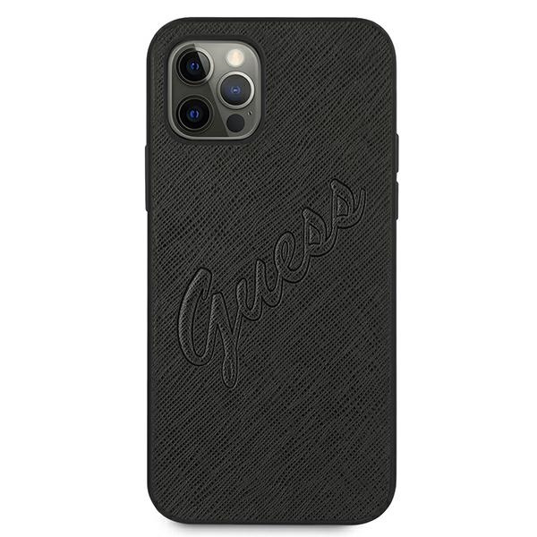 Guess GUHCP12LRSAVSBK iPhone 12 ProMax 6,7" czarny/black hardcase Saffiano Vintage Script