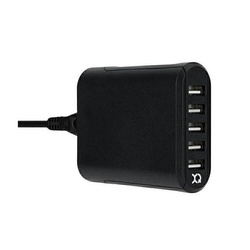 XQISIT TRAVEL CHARGER 8A 5XUSB+CABLE BLACK