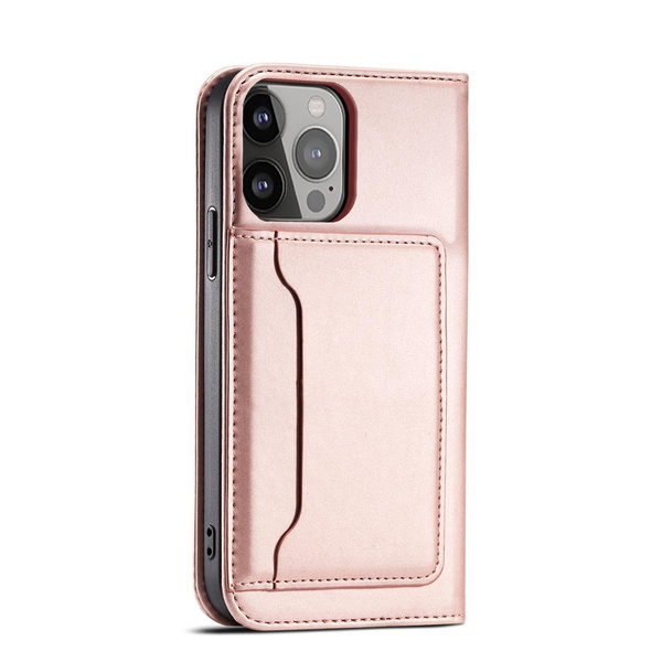 MAGNET CARD CASE FOR IPHONE 13 PRO MAX POUCH CARD WALLET CARD HOLDER PINK