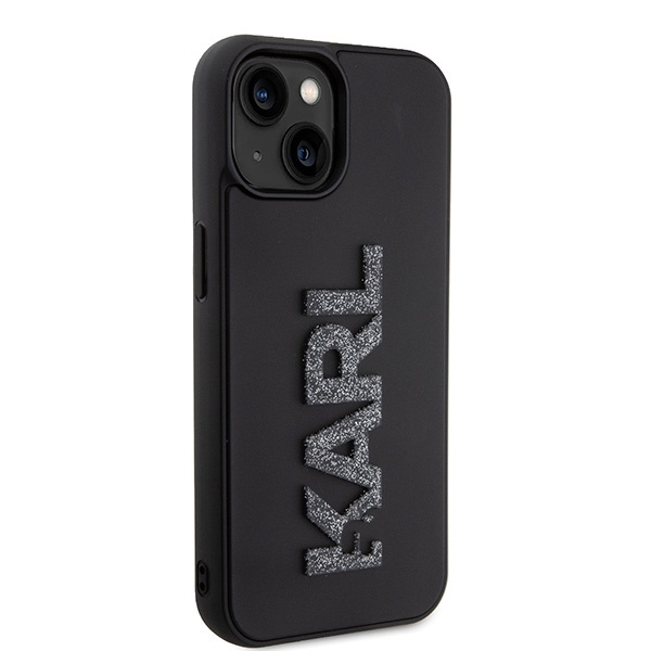 Etui Karl Lagerfeld 3D Rubber Glitter Logo na iPhone 15 - czarne