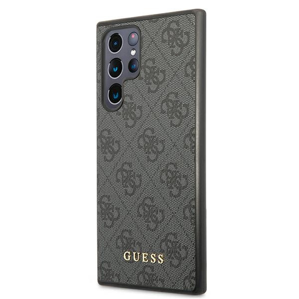 Guess GUHCS22LG4GFGR S22 Ultra S908szary/grey hard case 4G Metal Gold Logo