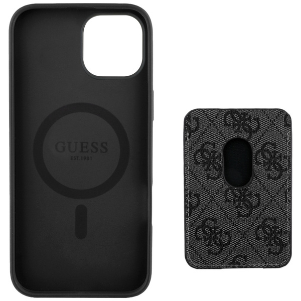 Etui Guess 4G Stripes z portfelem        Magsafe do iPhone 15 czarny
