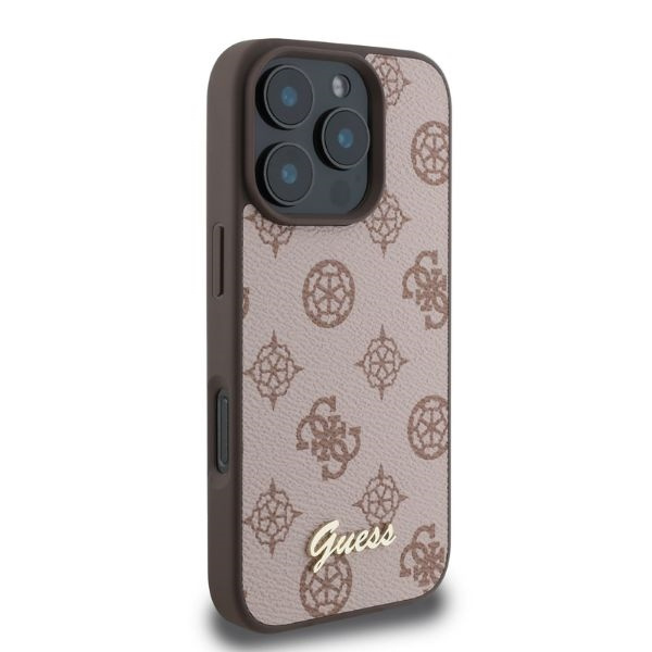 Guess GUHMP16LPGPYSW iPhone 16 Pro 6.3" brązowy/brown hardcase Peony Script MagSafe