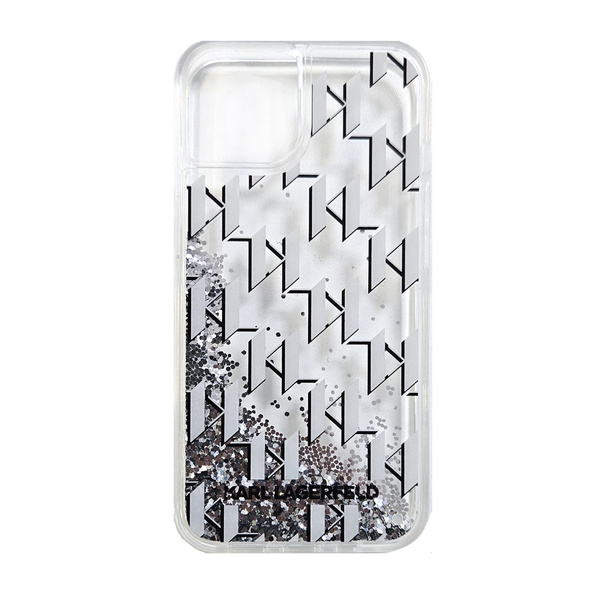 Karl Lagerfeld iPhone 15 Pro Max Back cover case - Liquid glitter - monogram gradient - White
