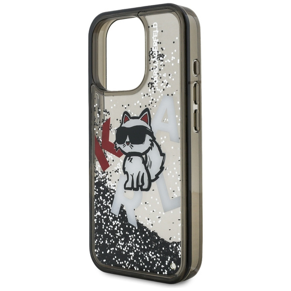 Etui Karl Lagerfeld Liquid Glitter Choupette Logo do iPhone 16 Pro Max czarny