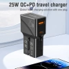 JELLICO uniwersalny adapter podróżny S6 PD 25W 1xUSB-C + 1xUSB QC3.0 Czarny