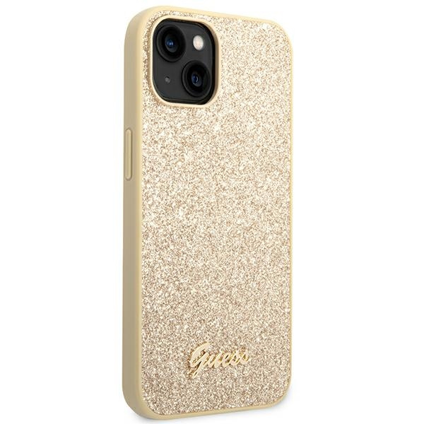 Guess GUHCP14MHGGSHD iPhone 14 Plus/ 15 Plus 6.7" złoty/gold hard case Glitter Script
