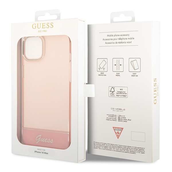 Guess GUHCP14MHGCOP iPhone 14 Plus / 15 Plus 6.7" różowy/pink hardcase Translucent