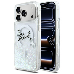 Etui Karl Lagerfeld Liquid Glitter Karl  Script Logo MagSafe do iPhone 17 Pro Max przezroczysty