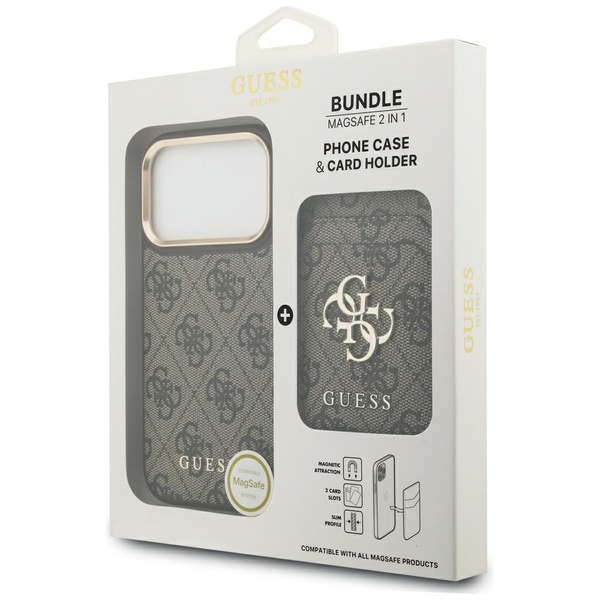 Etui Guess 4G z portfelem Magsafe do     iPhone 17 Pro brązowy