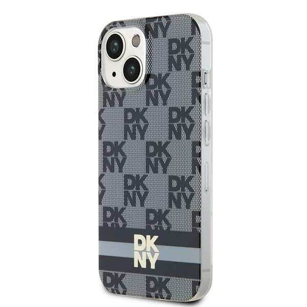 DKNY DKHMP14SHCPTSK iPhone 14 / 15 / 136.1" czarny/black hardcase IML Checkered Mono Pattern & Printed Stripes MagSafe