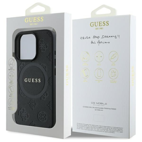 Guess GUHMP16LPSAPSMEK iPhone 16 Pro 6.3" czarny/black hardcase Saffiano Peony Classic Logo MagSafe