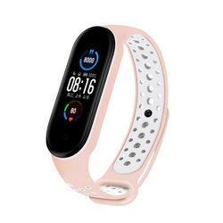 Beline pasek Design Mi Band 7/6/5 różowo-biały /pink-white