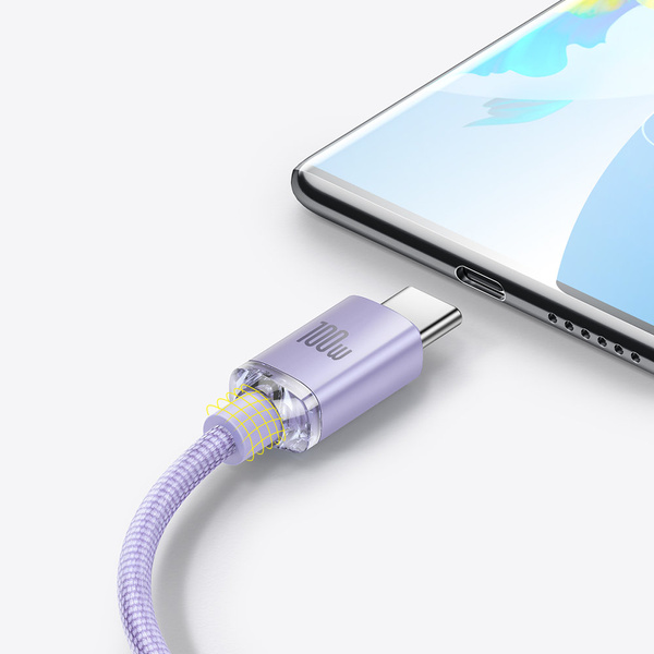 Baseus Crystal Shine Series cable USB cable for fast charging and data transfer USB Type A - USB Type C 100W 1.2m purple (CAJY000405)