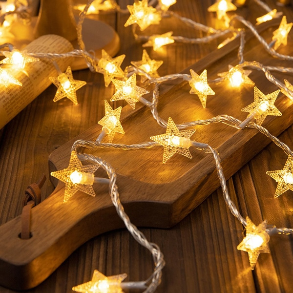 Lampki choinkowe LED snowflake/star - 6m/40 lampek ciepłe białe/warm white zasilane bat. 3xAA EHD-LS05