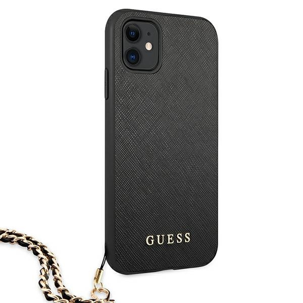 Guess GUHCN61SASGBK iPhone 11 6,1" / Xrczarny/black hardcase Saffiano Chain