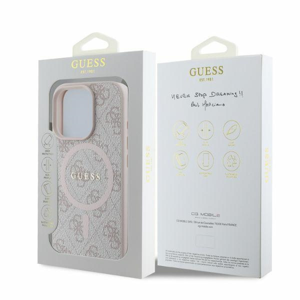 Guess GUHMP16LG4GFRP iPhone 16 Pro6.3" różowy/pink hardcase 4G Ring Classic Logo MagSafe