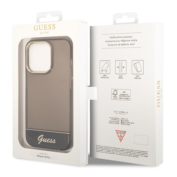 Guess GUHCP14LHGCOK iPhone 14 Pro 6,1" czarny/black hardcase Translucent
