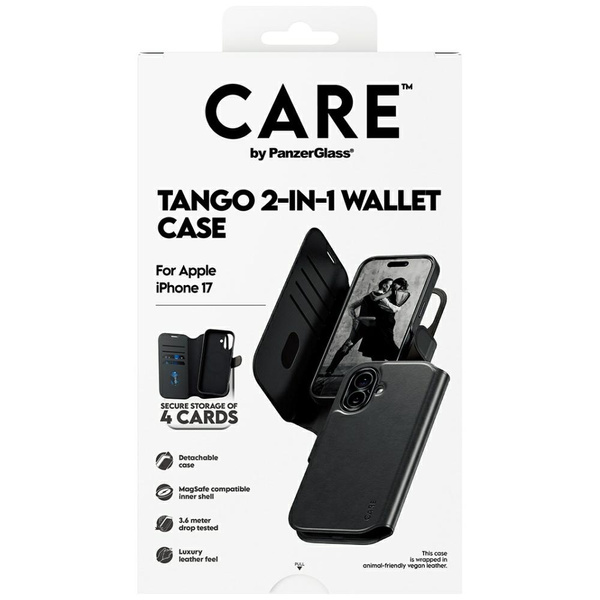 Etui CARE by PanzerGlass Feature Tango   2w1 Wallet Case MagSafe do iPhone 17 czarny