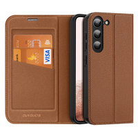 DUX DUCIS SKIN X2 CASE SAMSUNG GALAXY S23 FLIP CASE WALLET STAND BROWN