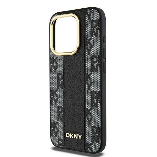 DKNY DKHMP15LPCPVSLK iPhone 15 Pro6.1" czarny/black hardcase Leather Checkered Mono Pattern MagSafe
