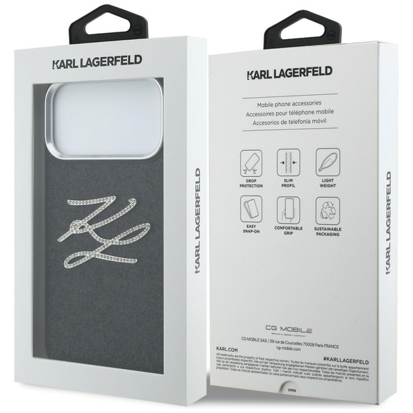 Etui Karl Lagerfeld IML Glitter KL       Diamond Logo do iPhone 17 Pro Max czarny