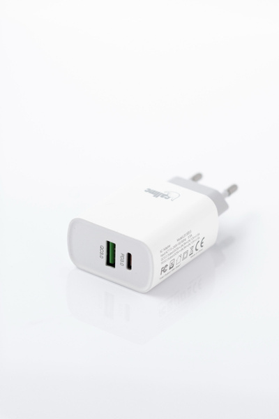 TRAVEL CHARGER CALLME LS13 2 USB PD + QC 3.0 WITH CABLE TYPE C 18W WHITE