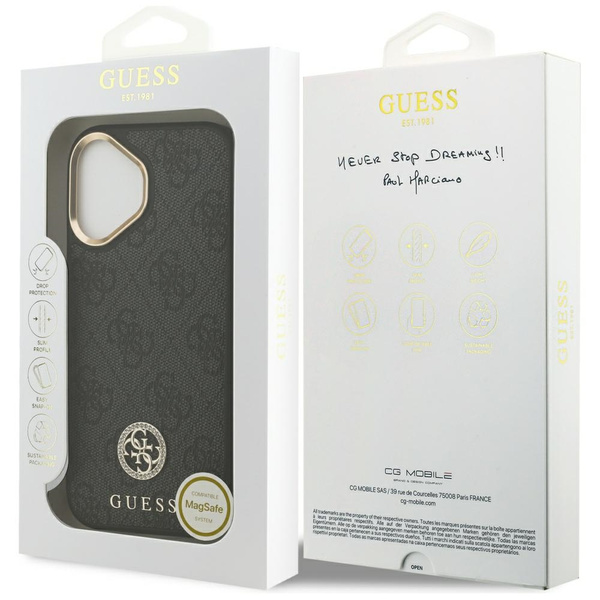 Etui Guess 4G Strass Logo MagSafe do     iPhone 17 czarny
