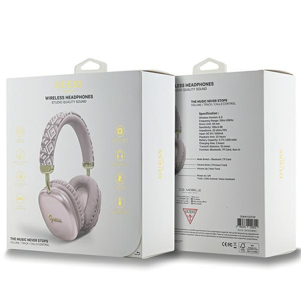 Guess słuchawki nauszne BluetoothGUBHK1GCTCSP różowy/pink Gcube Metallic Script Logo