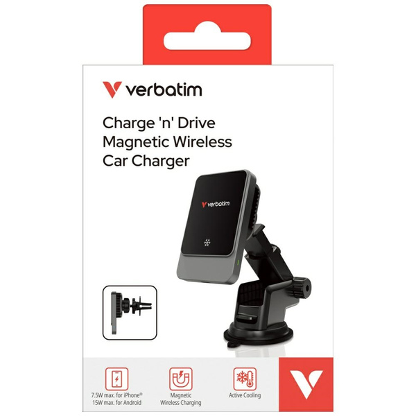Uchwyt samochodowy z ładowarką           bezprzewodową Verbatim  n Drive 15W RGB CND-03 czarny srebrny/black silver 31862