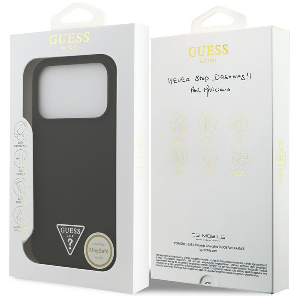 Etui Guess Silicone Triangle Logo        MagSafe do iPhone 17 Pro Max czarny