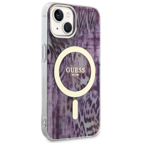 Guess GUHMP14SHLEOPWP iPhone 14 / 15 /13 6.1" różowy/pink hardcase Leopard MagSafe
